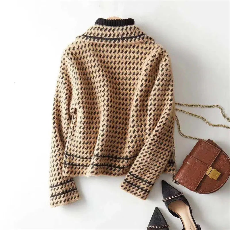 Vionne Houndstooth Knit Jacket