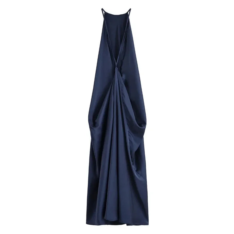Vivianne | Cross-Back Satin Maxi Dress