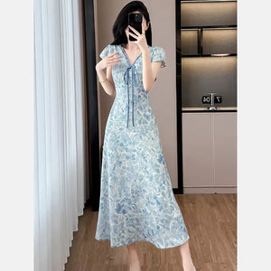 Ophelie Blue Floral Print Dress