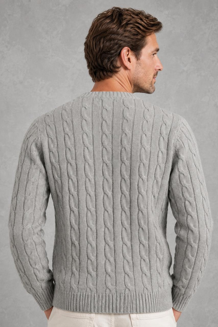David | Cable-Knit Quarter-Zip Jumper — studio_back — Charles [5ac45eb9-a74d-4b11-9805-d9d3572a67e3]