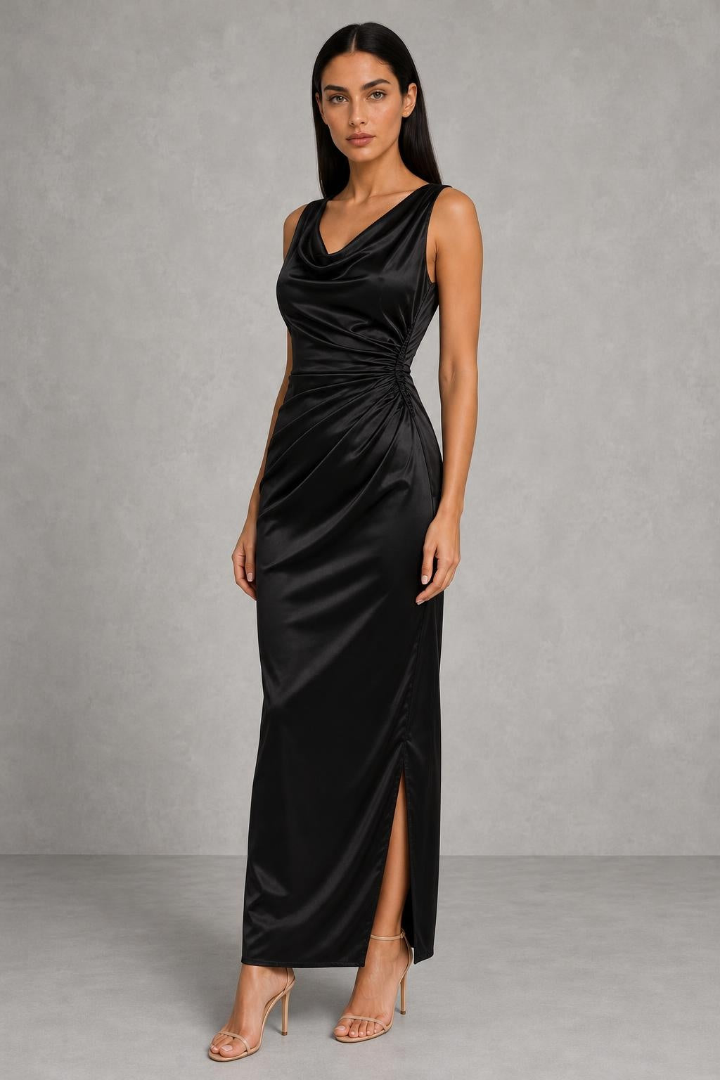 Ivy | Cowl-Neck Side-Split Maxi Dress — studio_three_quarter — Helena [6b33ec19-4c28-4132-8b84-8aa174a57489]