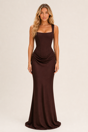 Additional view of Rebecca | Square-Neck Draped Bodycon Maxi Dress