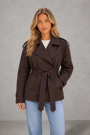Sadie | Tie-Waist Short Trench Jacket — studio_front — Sofia [19ee2717-20a3-46de-885f-8a5f78cdc2d1]