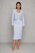 Lottie | Textured Midi Dress and Cropped Blazer — studio_front — Helena [90c182f1-e9e7-4ba3-aad7-3cbff09dc95d]