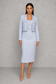 Lottie | Textured Midi Dress and Cropped Blazer — studio_front — Helena [90c182f1-e9e7-4ba3-aad7-3cbff09dc95d]