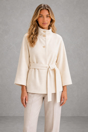 Elena | Tie-Waist Wide-Sleeve Jacket — studio_front — Sofia [8ac01f3d-42a1-46ad-9d65-a291581936f1]