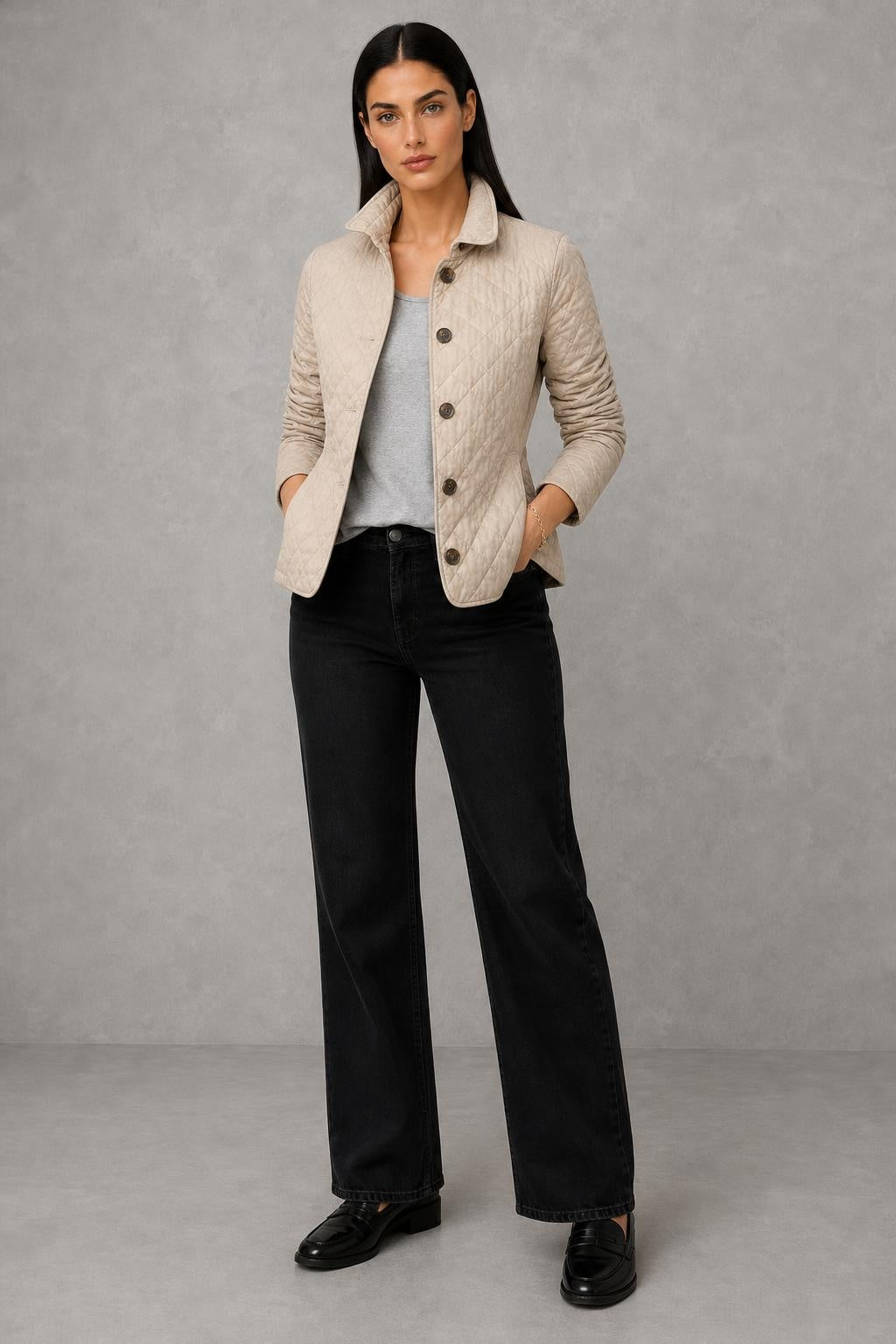 Tessa | Check-Cuff Quilted Jacket — lifestyle — Helena [f595bd87-7872-4ffa-93d8-d58dafe2f3fd]