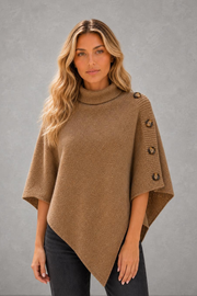 Darcie | Button-Shoulder Asymmetric Knit Poncho — studio_front — Sofia [0be086f9-5c6a-4c42-a84d-2792a8d26ce2]