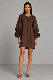 Additional view of Henrietta | Rosette-Cuff Button-Front Mini Dress