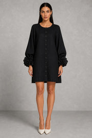 Additional view of Henrietta | Rosette-Cuff Button-Front Mini Dress