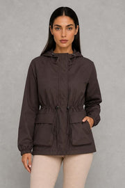 Lucy | Drawstring-Waist Hooded Jacket — studio_front — Helena [9a285934-bf62-40be-a9f8-2d70656f95c6]