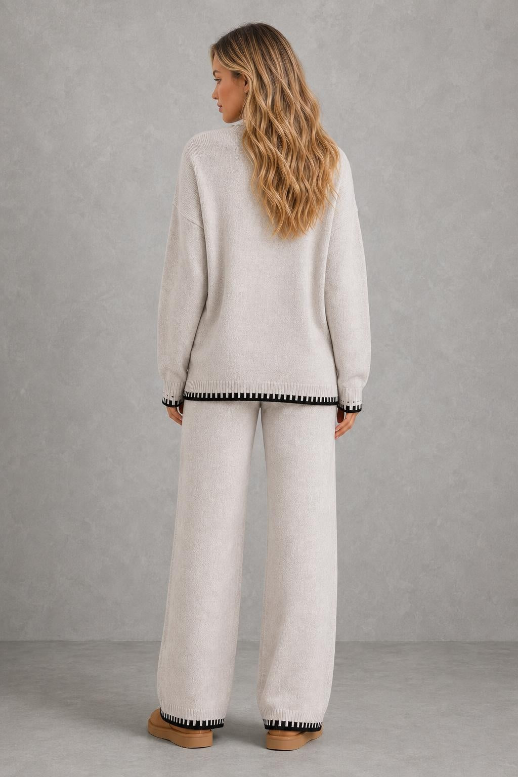 Daisy | Contrast-Trim Knit Trouser Set — studio_back — Sofia [7c12a09a-85cc-4a19-b94d-f82ff0d27fa1]