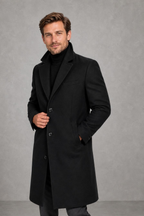 Monvaline | Men's Wool Blend Overcoat Single-Breasted Tailored — studio_three_quarter — Charles [03eb3a9f-6532-41f9-adbc-b6e0a6066d2e]