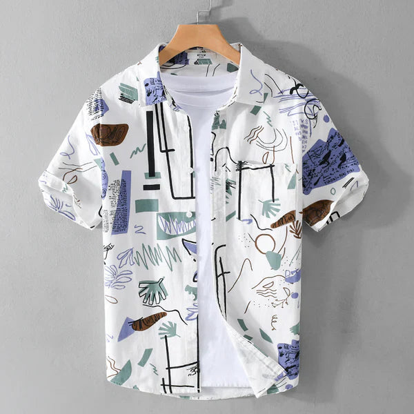 Abstract Shirt in Canvas and Cotton