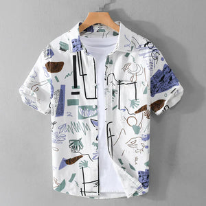 Abstract Shirt in Canvas and Cotton