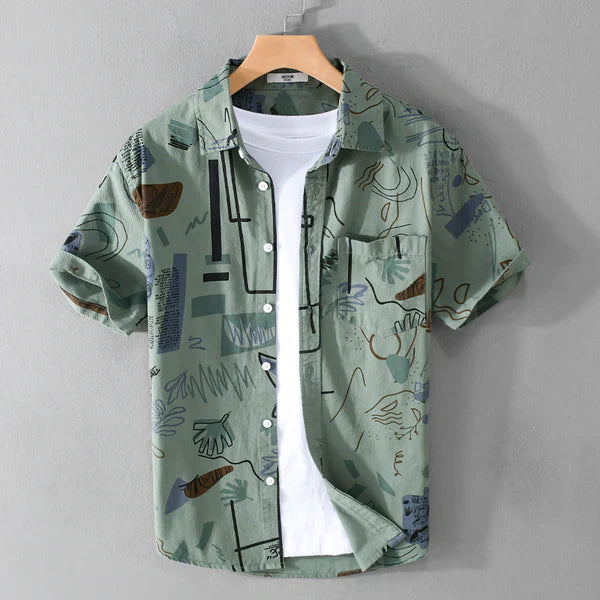 Abstract Shirt in Canvas and Cotton