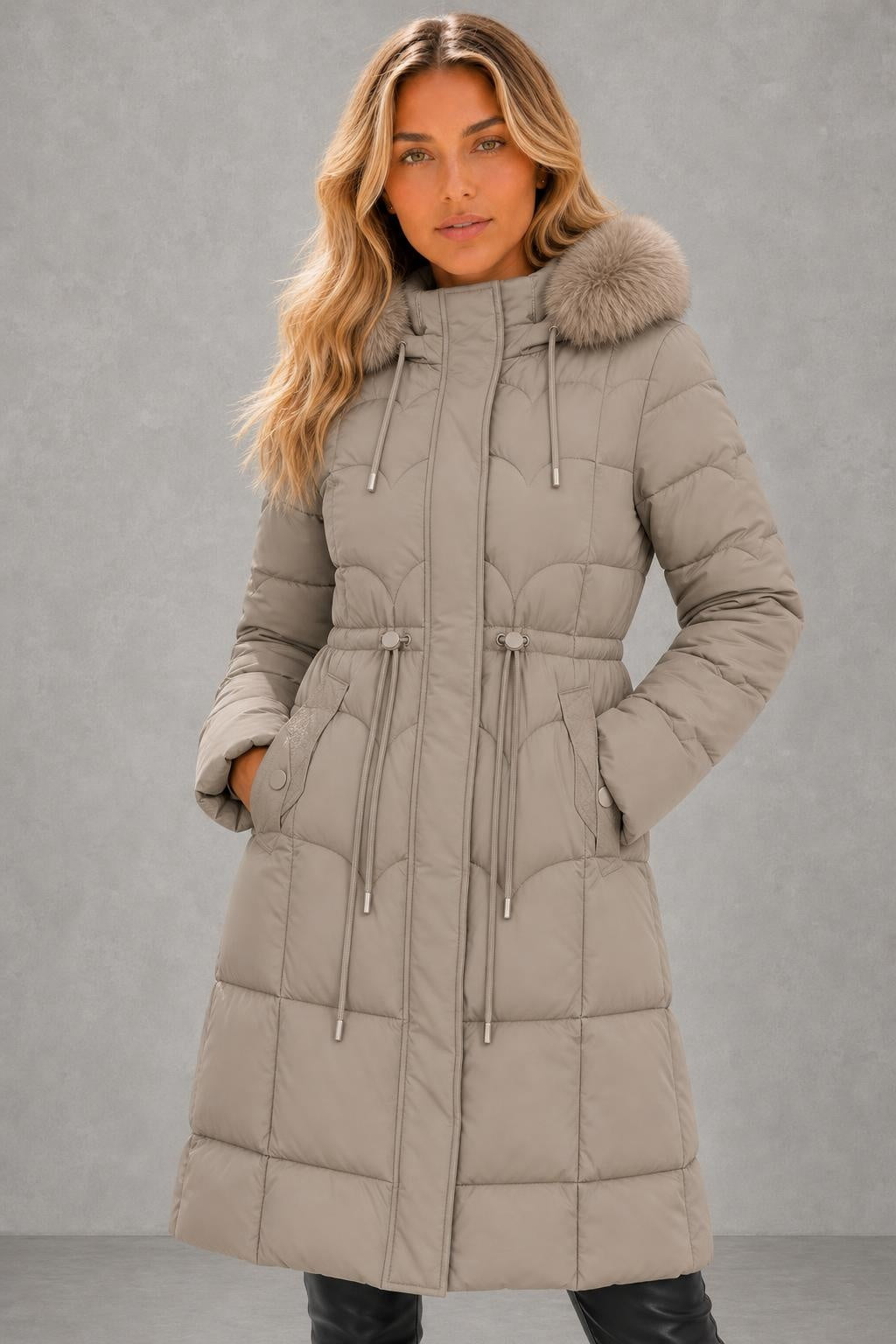 Grace | Fur-Trim Quilted Longline Coat — studio_closeup — Sofia [9ca9f3de-1df2-4628-8961-17b9973353dd]