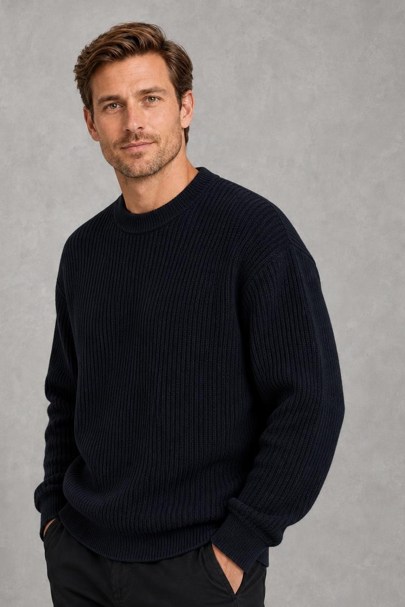 Harvey | Ribbed Drop-Shoulder Jumper — studio_three_quarter — Charles [539aa4d6-78df-49ff-a521-0579a135058a]