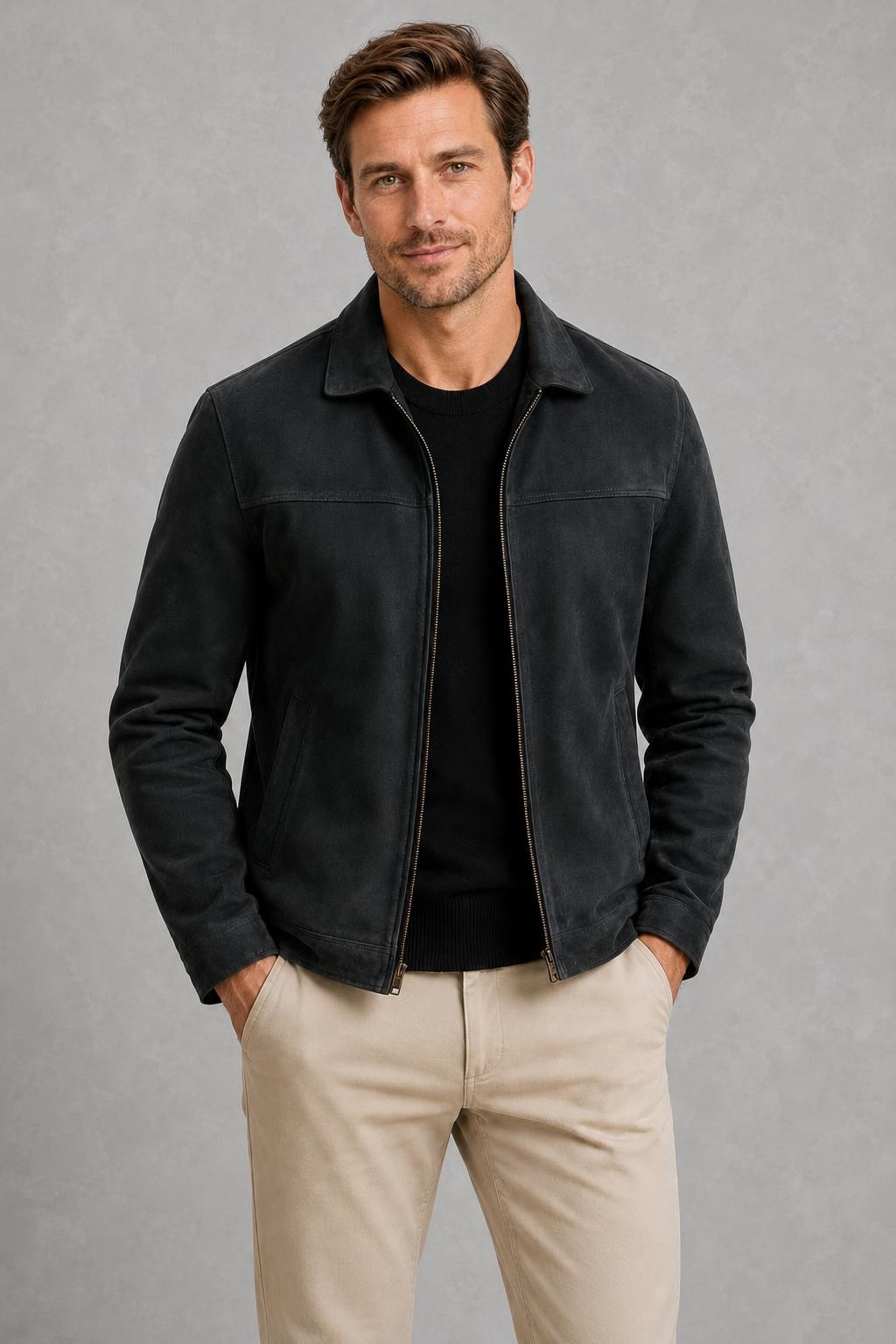 Connor | Panel-Seam Zip-Front Jacket — studio_front — Charles [9ebcdfc2-92cf-494b-ab8f-301c40b98f88]