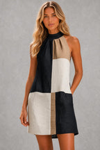 Additional view of Sabrina | Colour-Block Halter Mini Dress