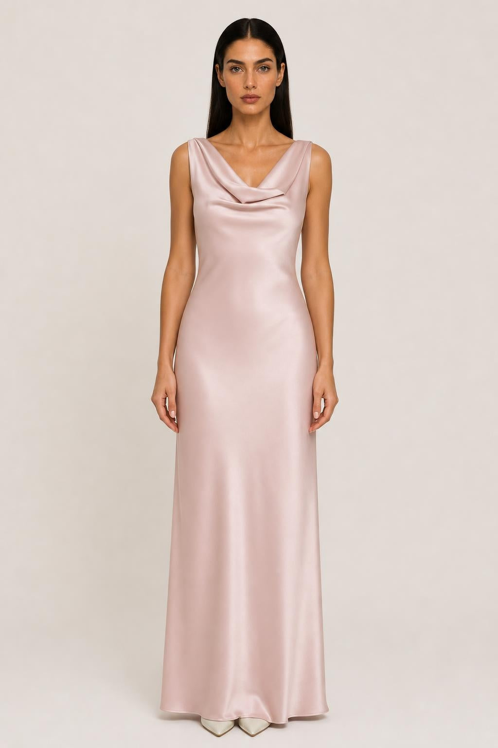 Additional view of Daphne | Cowl-Neck Backless Satin Maxi Dress