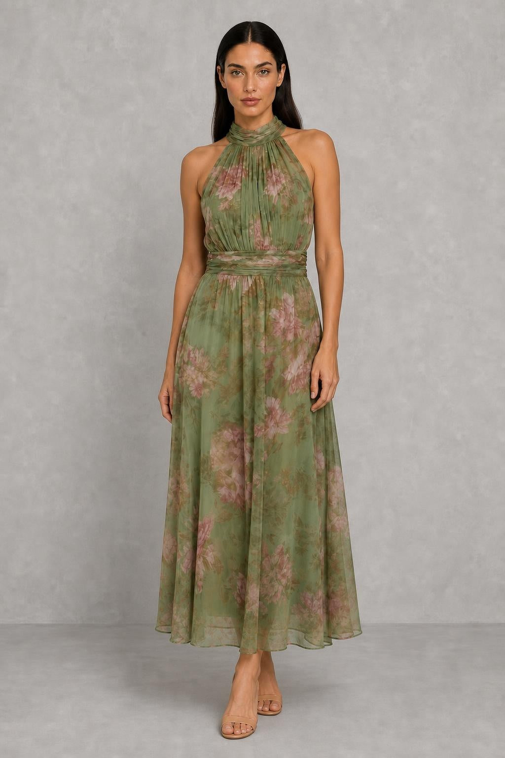 Mirelle™ Gathered Halter Midi Dress — studio_front [ed396bfc-a299-4071-8b62-5a558d3f58c0]