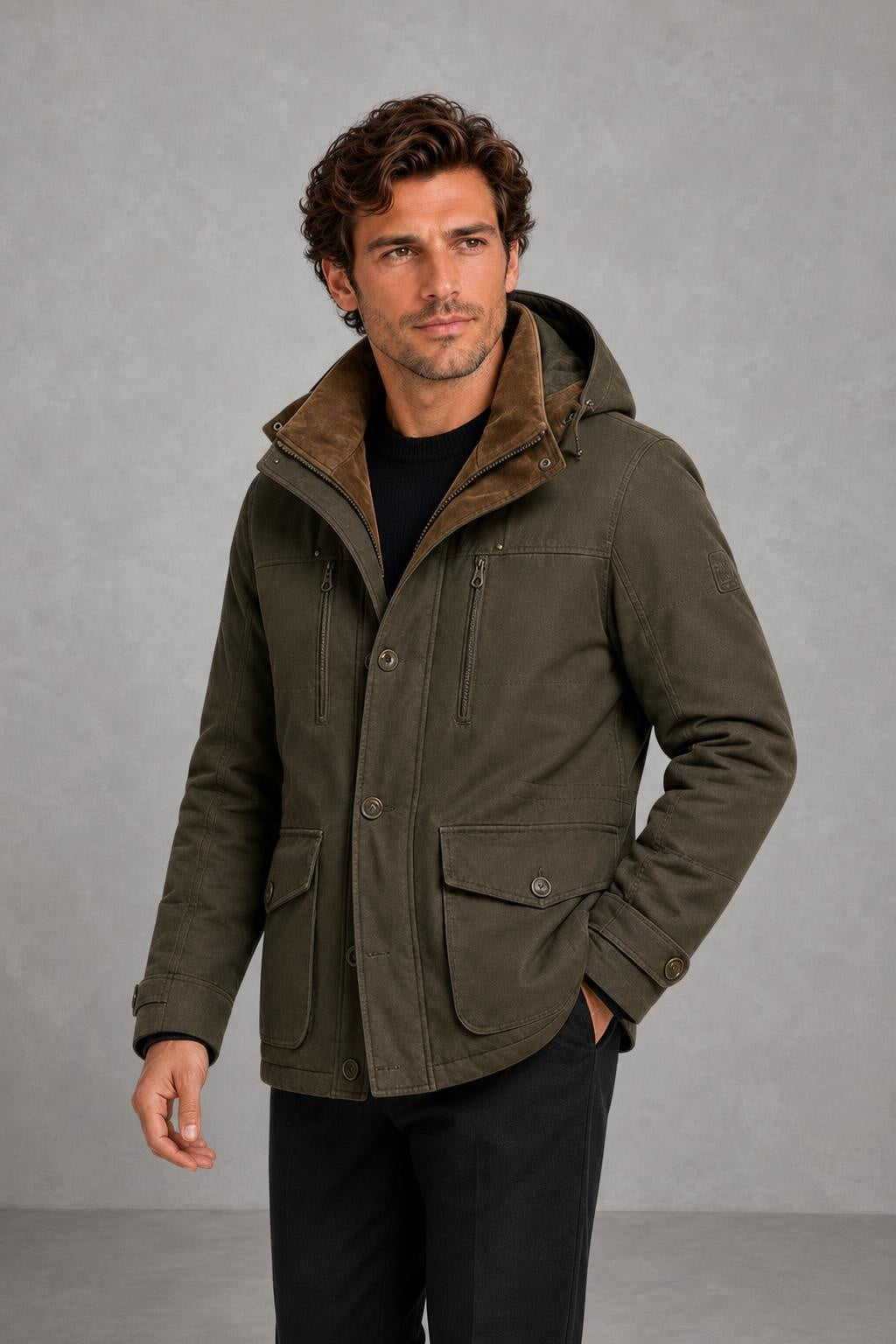 Benjamin | Fleece-Trim Hooded Utility Jacket — studio_three_quarter [13b70de8-2490-458d-9353-d71a402137a9]