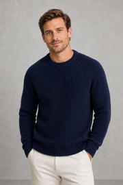 Adam | Raglan Ribbed Crew-Neck Jumper — studio_front — Charles [706d2415-1985-40c6-a07f-0c003664c8b6]