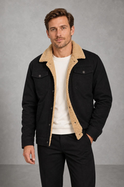 Sebastian | Fleece-Collar Trucker Jacket — studio_front — Charles [3ed12f67-3c06-46f9-ae08-2219d3e01e25]