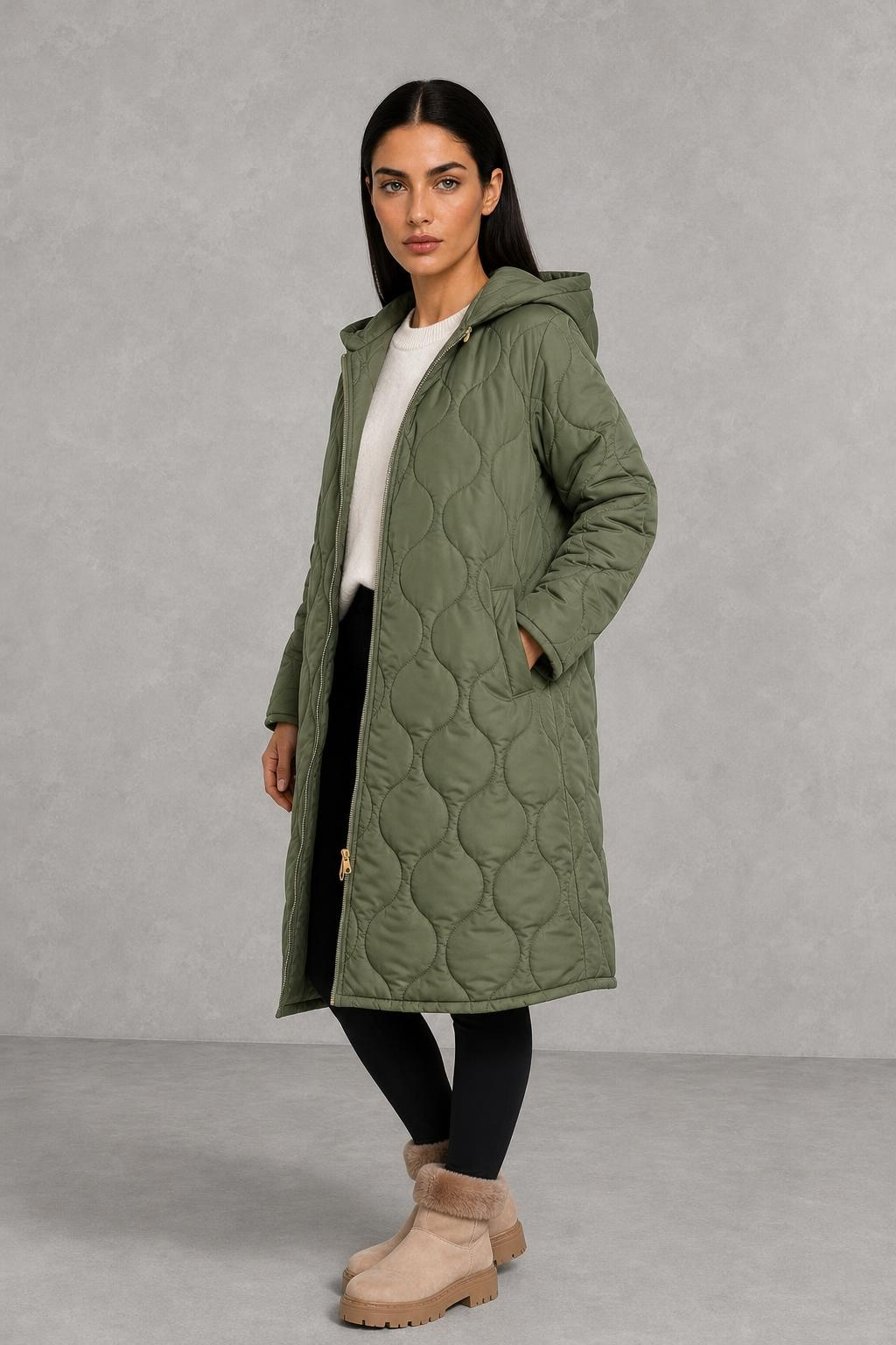Elise | Wave-Quilt Hooded Coat — studio_three_quarter — Helena [32ab3daf-6065-4478-b94a-ebf2e8b445ef]