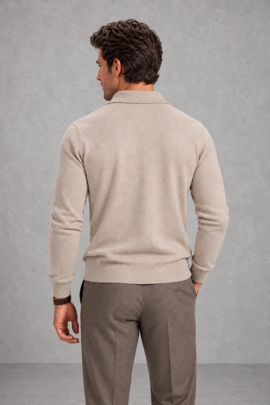 Noah | Polo-Collar Quarter-Zip Jumper — studio_back — James [8ca7c9d7-a404-4882-a935-fb7fb545050a]
