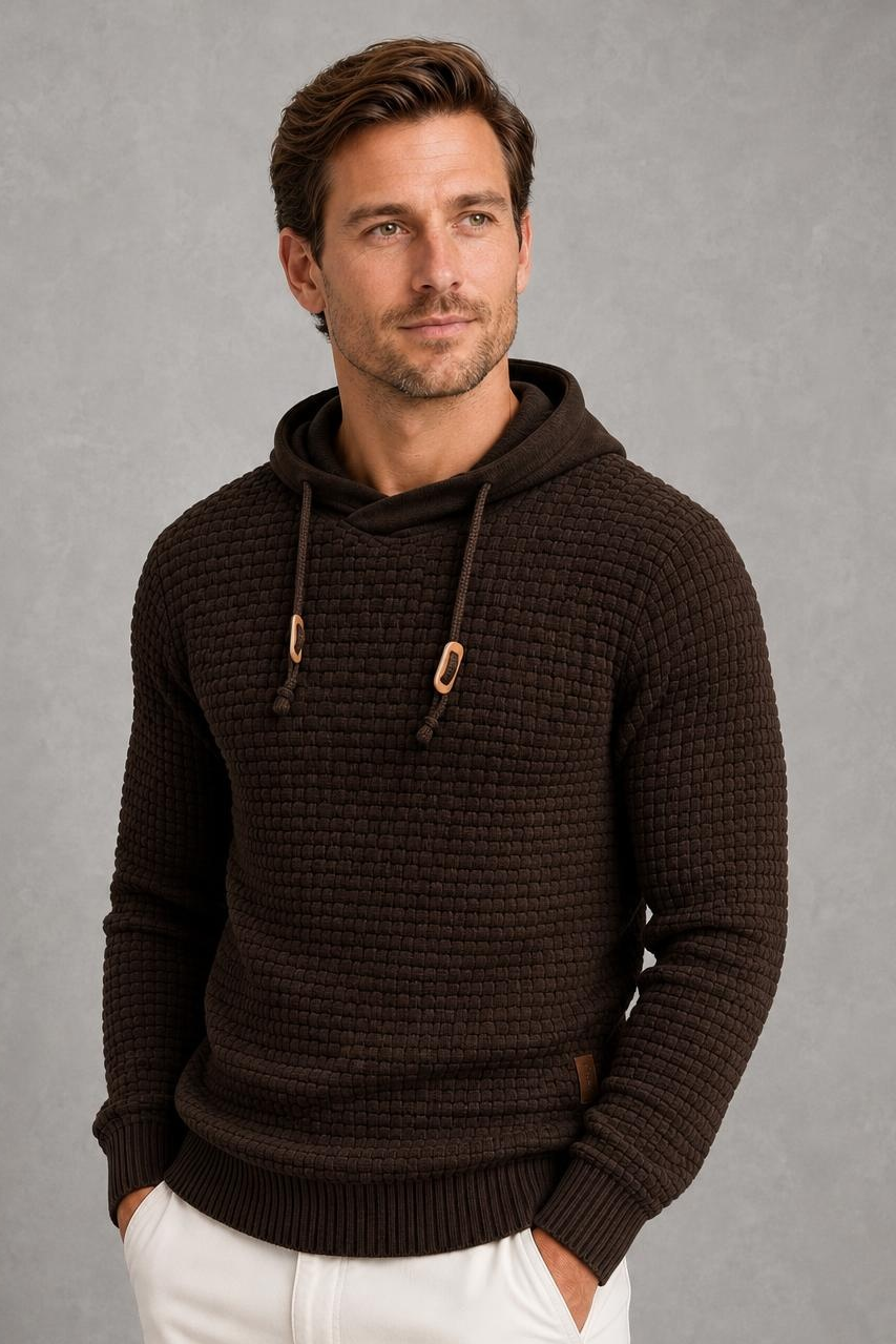 Joseph | Textured Drawstring Knit Hoodie — studio_three_quarter — Charles [33a913d0-5afc-442d-814b-4f418a5564c0]