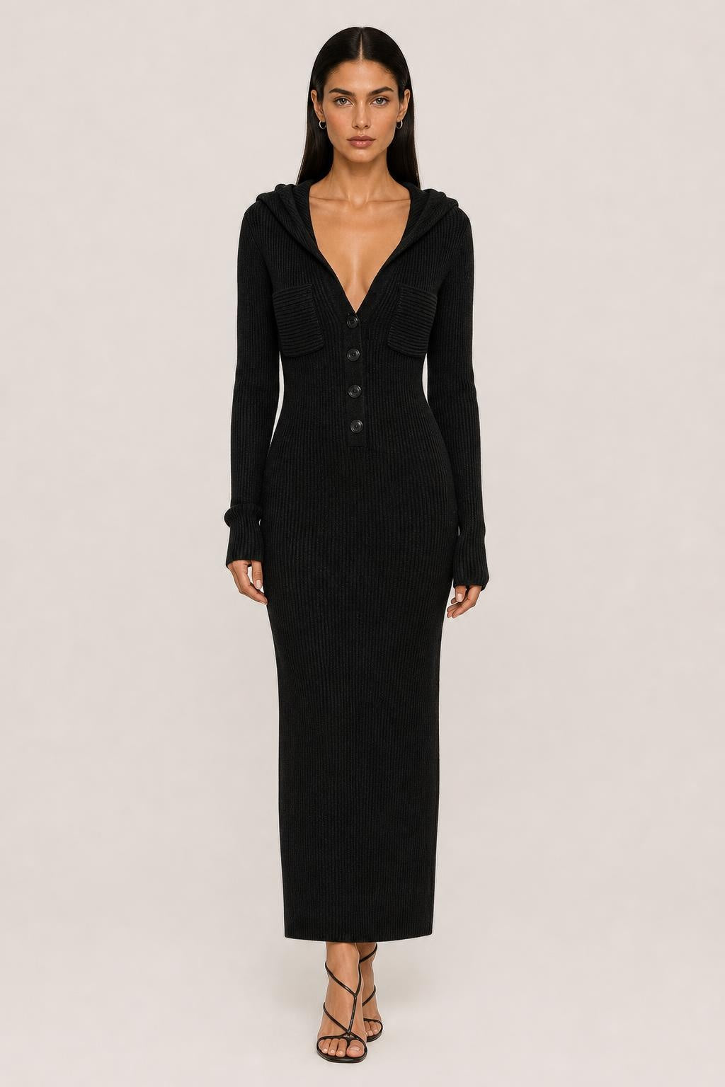 Additional view of Kendall | Hooded Knit Maxi Dress