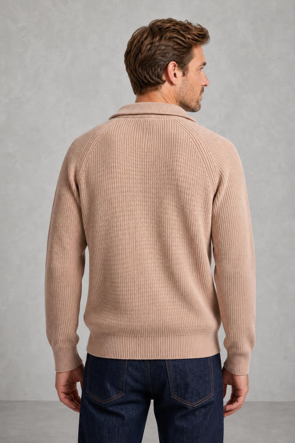 Daniel | Ribbed Quarter-Zip Jumper — studio_back — Charles [163ee799-4c6c-48a0-a279-412348b9194b]