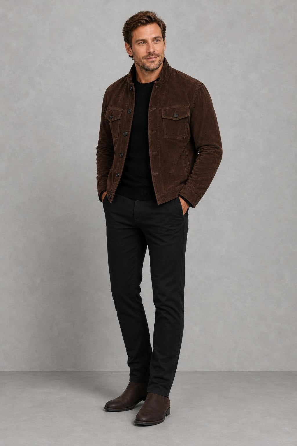 Dylan | Faux-Suede Button-Front Jacket — lifestyle — Charles [83e16222-65ee-4e0d-a8b5-6a258a84c048]
