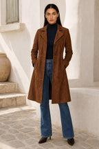 Jessica | Suede-Look Lapel Longline Coat — lifestyle — Helena [81d70bfd-e1e4-4e59-ace2-b9d1f6624a17]
