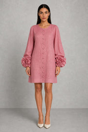 Additional view of Henrietta | Rosette-Cuff Button-Front Mini Dress