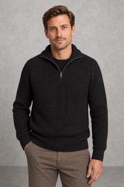Daniel | Ribbed Quarter-Zip Jumper — studio_front — Charles [0e012343-bee4-4803-b205-75b67a6421fc]