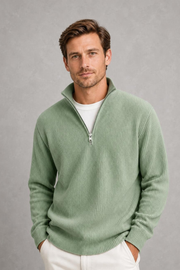 Jude | Ribbed Quarter-Zip Jumper — studio_front — Charles [a4662a67-6f13-476b-bf65-585593036355]