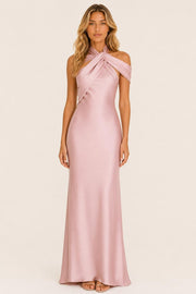 Additional view of Antonella | One-Shoulder Draped Satin Maxi Dress