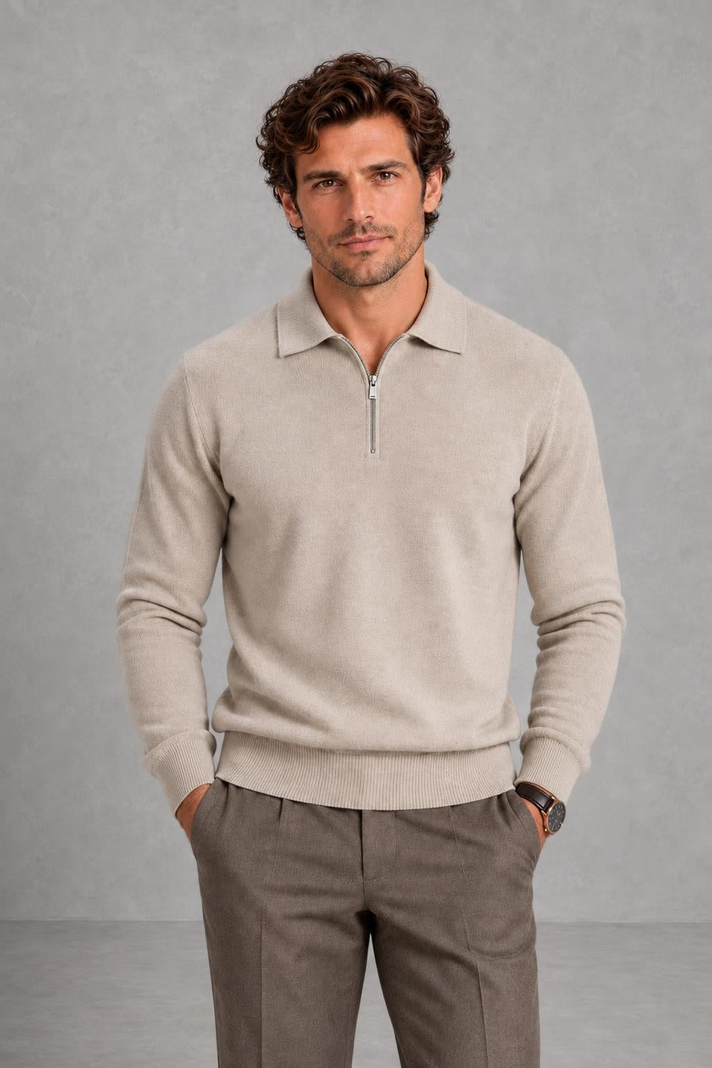 Noah | Polo-Collar Quarter-Zip Jumper — studio_front — James [20379617-04bb-476d-8b28-87437ffc61be]