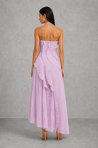Lucy Pleated Halter Ruffle Maxi Dress — studio_back — Helena [16290aea-47b6-454b-9cdb-57b2aecc2472]
