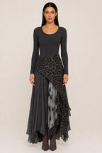 Georgia | Animal-Print Overlay Knit Maxi Dress