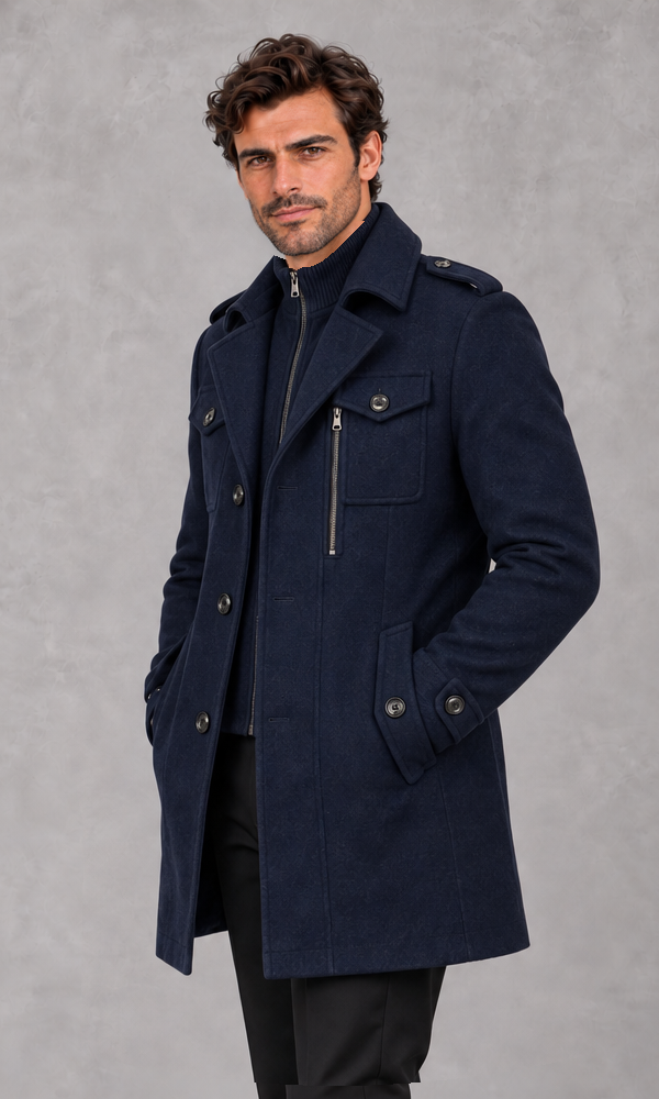 Henry | Zip-Bib Longline Overcoat — studio_three_quarter — James [64686d00-d190-47b7-bc25-8efa5e96d7cd]
