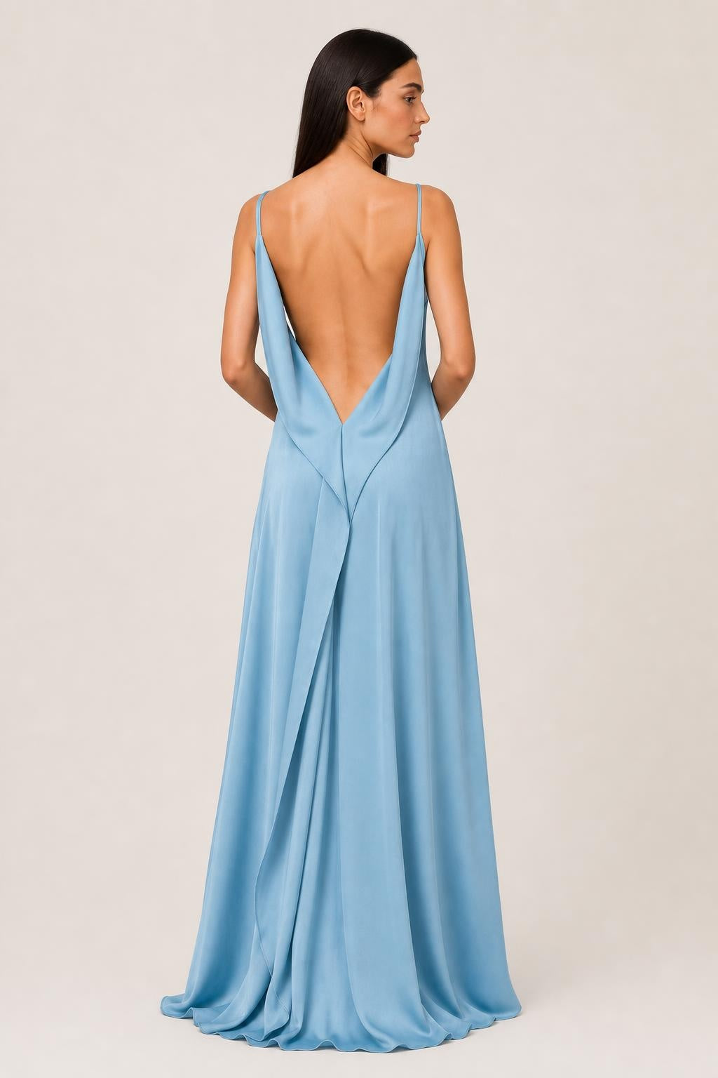 Constança | Draped-Back Satin Maxi Dress with Side Split