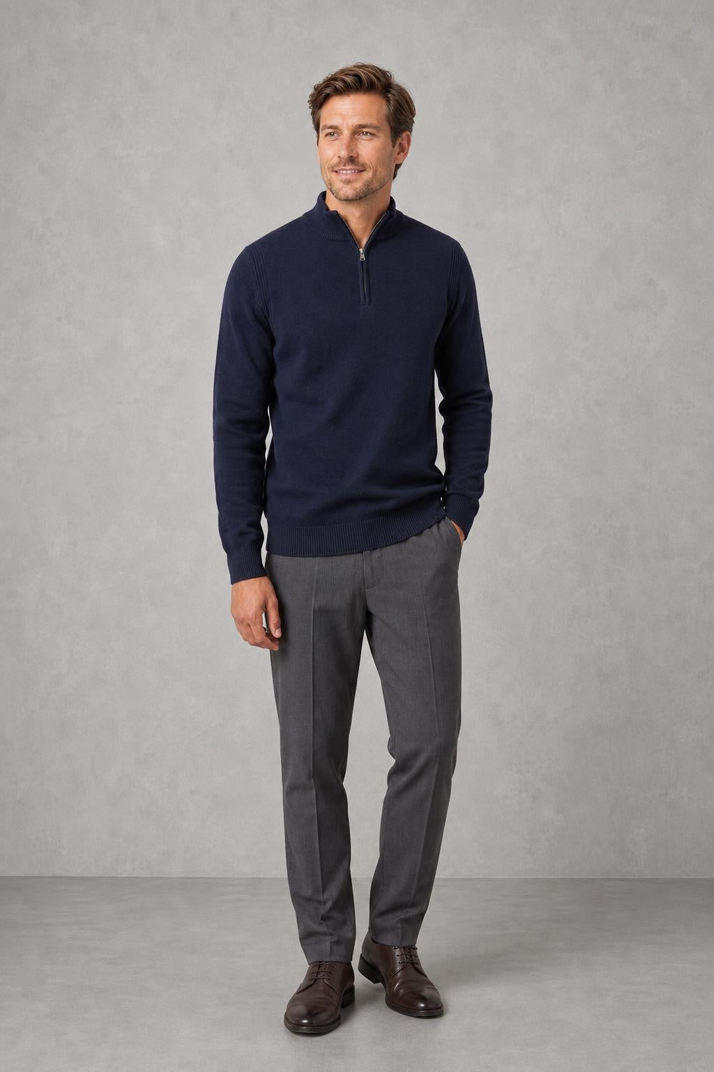 Archie | Funnel-Neck Quarter-Zip Jumper — lifestyle — Charles [0b685da4-186f-4957-88aa-d7721093a17a]