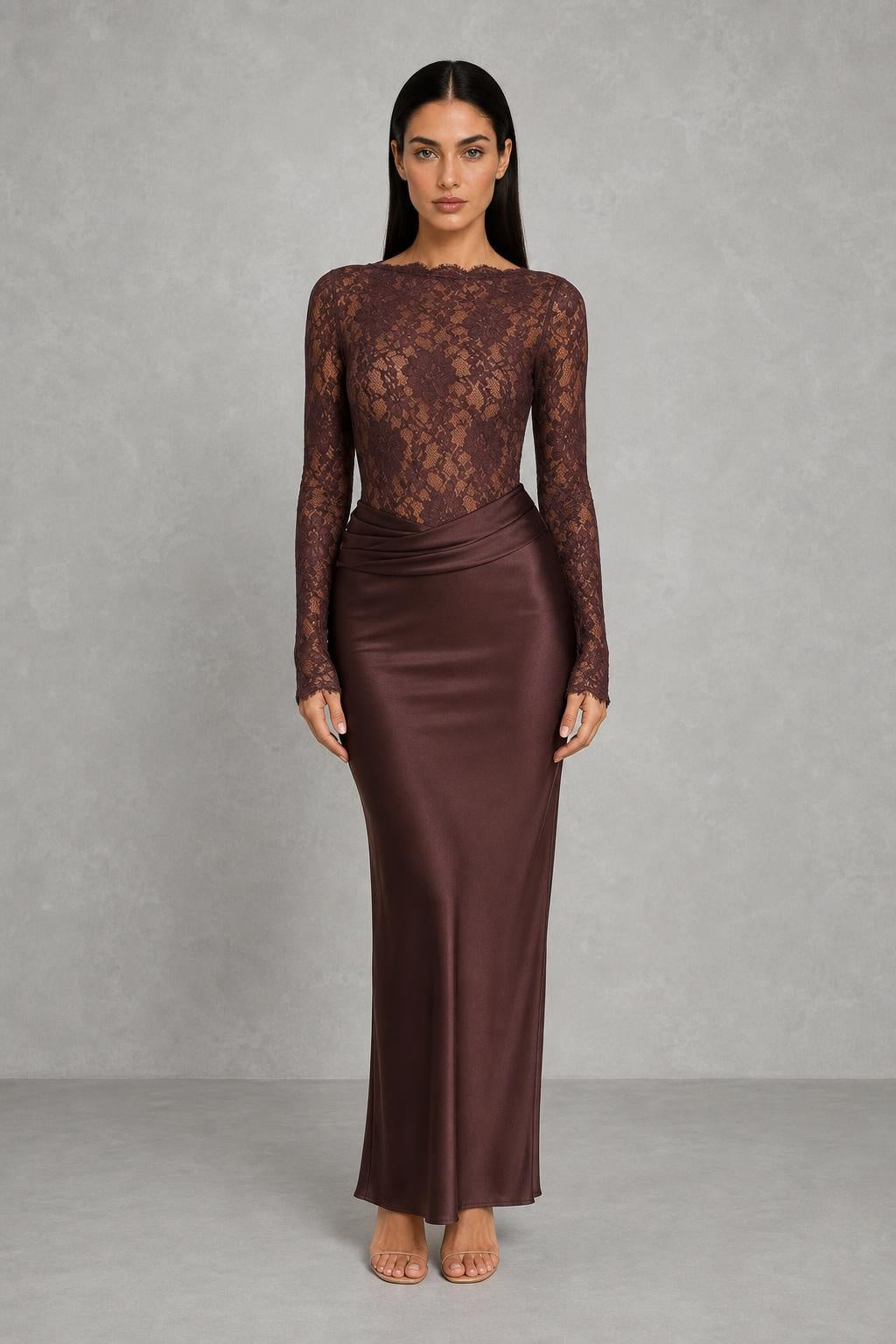 Elodie | Lace V-Neck Mermaid Evening Gown