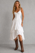 Additional view of Rosalie | Lace-Trim Corset Midi Dress