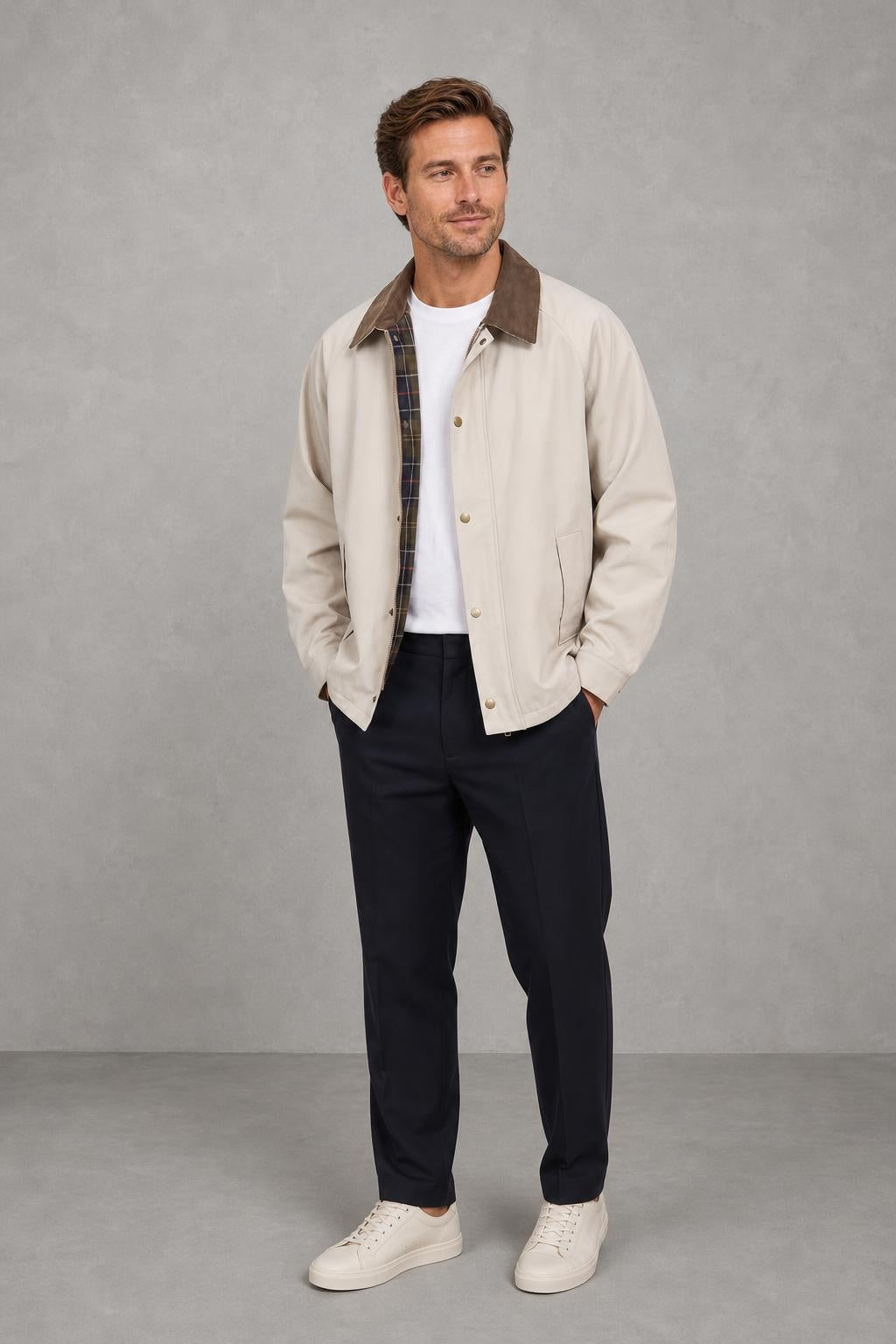 Charlie | Contrast-Collar Button-Front Jacket — lifestyle — Charles [622aa2c4-2dc3-41bd-8f72-f211284b4af7]