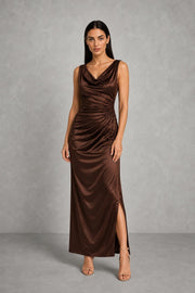 Ivy | Cowl-Neck Side-Split Maxi Dress — studio_front — Helena [c4990f94-a0a7-4e02-892e-b4fbbeb512de]